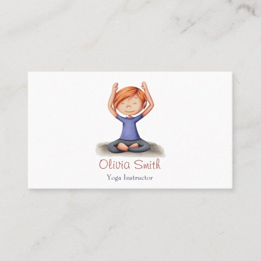 Cute Girl Illustration Yoga Instructor Visitekaartje (Voorkant)
