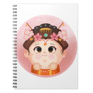 Cute girl in een Chinees prinseskostuum Notitieboek