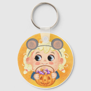 Cute girl in een mousy Halloween kostuum Cake Popp Sleutelhanger