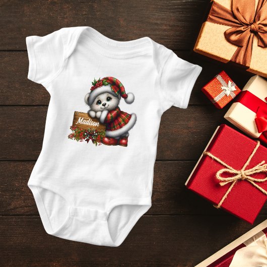 Cute Girl Kerstbeer Met Naam Romper