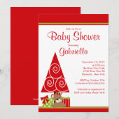 Cute Girl-kerstfeestdag Baby shower Kaart (Voorkant / Achterkant)