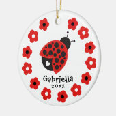 Cute Girl Kerstmis Ladybug Keramisch Ornament (Links)