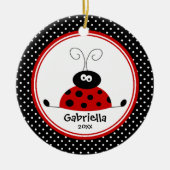 Cute Girl-kerstornament Ladybug Keramisch Ornament (Voorkant)