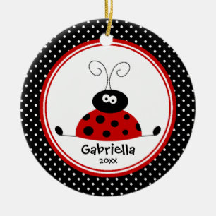 Cute Girl-kerstornament Ladybug Keramisch Ornament