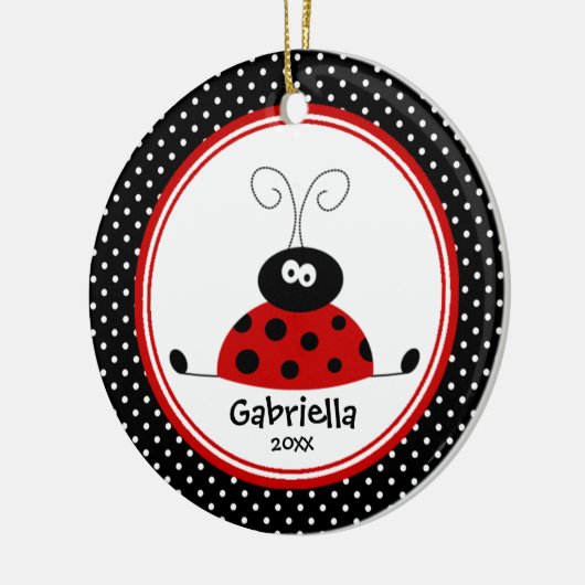 Cute Girl-kerstornament Ladybug Keramisch Ornament (Links)