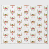 Cute Girl-kerstrenrenrendiergezicht Cadeaupapier (Vlak)