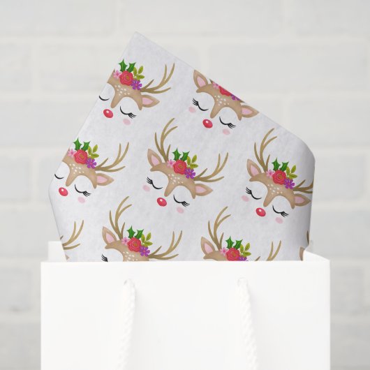 Cute Girl-kerstrenrenrendiergezicht Tissuepapier (Cadeauzakje)