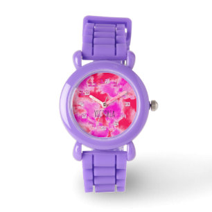 Cute Girl Kinder roze hemd met roze wolken Horloge