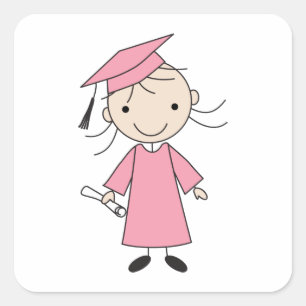 Cute Girl Kindergarten Afstuderen Vierkante Sticker