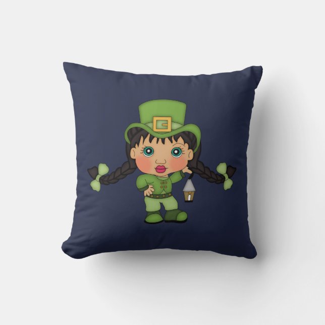 Cute Girl Leprechaun Reversible Pillow Kussen (Voorkant)