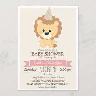 Cute Girl Lion, Oerwoud Zoo Animal Baby shower Kaart