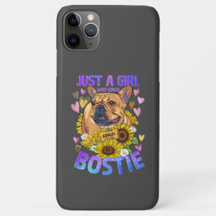 Cute Girl Loves Boston Terrier Zonnebloem Hoesje