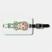 Cute Girl met Cat Personalized Bagagelabel (Voorkant horizontaal)