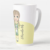 Cute Girl met Cat Personalized Tall Latte Mok (Rechterhoek)