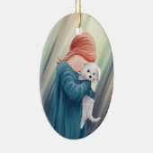 Cute Girl met Dog Keramisch Ornament (Rechts)