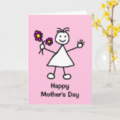 Cute Girl met Flowers Moederdag Kaart (Gele Bloem)