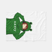 Cute Girl met Green Frog Hoody Drawing Fleece Deken (Voorkant (Horizontaal))