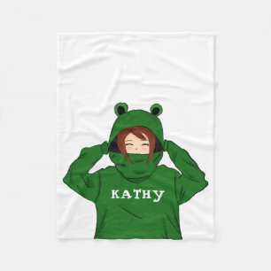 Cute Girl met Green Frog Hoody Drawing Fleece Deken