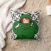 Cute Girl met Green Frog Hoody Drawing Kussen (Deken)