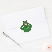 Cute Girl met Green Frog Hoody Drawing Ronde Sticker (Envelop)