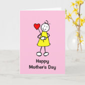 Cute Girl met Heart Moederdag Kaart (Gele Bloem)