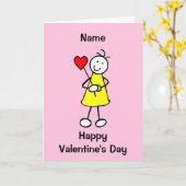 Cute Girl met Heart Valentijnsdag Kaart (Gele Bloem)