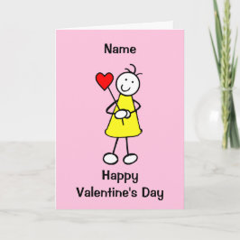 Cute Girl met Heart Valentijnsdag Kaart