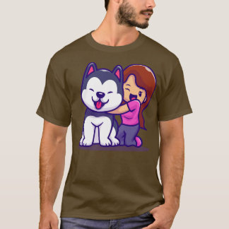 Cute Girl met Husky Dog T-shirt