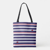 Cute Girl met Ladybird Art Striped Kinder Tote Bag (Achterkant)