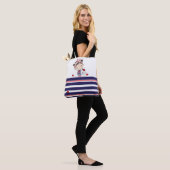 Cute Girl met Ladybird Art Striped Kinder Tote Bag (Op model)