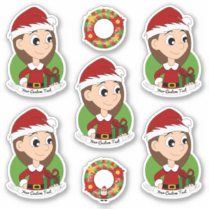 Cute girl met lange bruine cartoon sti sticker