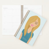 Cute Girl met lange-haarillustratie blauw Planner (Display)