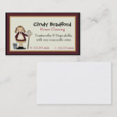 Cute Girl met Mop Maid Visitekaartje (Voorkant / Achterkant)