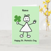 Cute Girl met Shamrock St Patrick's Day Card Kaart (Gele Bloem)