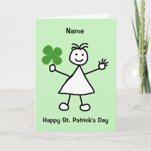 Cute Girl met Shamrock St Patrick's Day Card Kaart