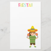 Cute Girl Mexican Fiesta Maracas Briefpapier (Voorkant)