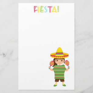 Cute Girl Mexican Fiesta Maracas Briefpapier
