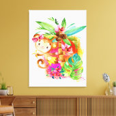 Cute Girl Monkey Climbing Tree Canvas Afdruk (Insitu (Woonkamer))