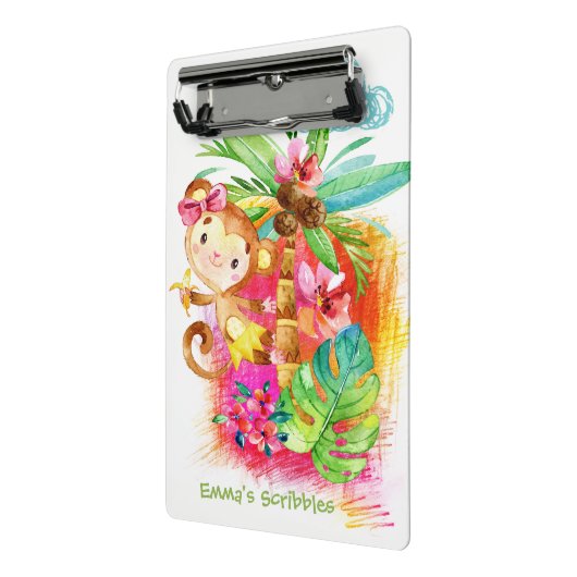 Cute Girl Monkey Climbing Tree Mini Klembord (Angled2)