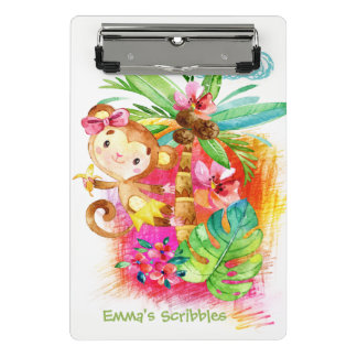 Cute Girl Monkey Climbing Tree Mini Klembord
