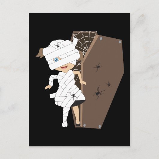 Cute Girl Mummy Coffin Halloween Design Briefkaart (Voorkant)