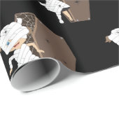Cute Girl Mummy Coffin Halloween Design Cadeaupapier (Rol Hoek)