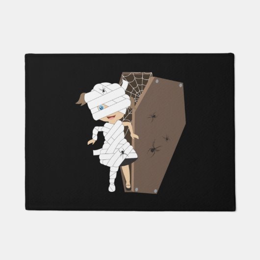 Cute Girl Mummy Coffin Halloween Design Deurmat (Voorkant)