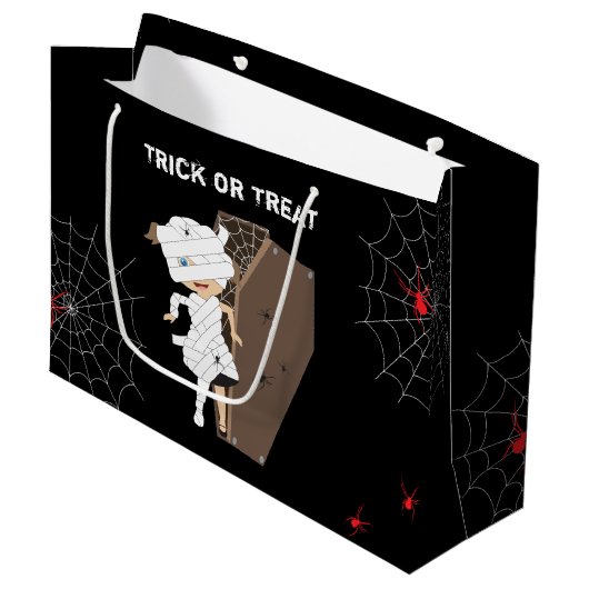 Cute Girl Mummy Coffin Halloween Groot Cadeauzakje (Voorkant Gekanteld)