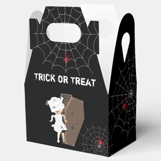 Cute Girl Mummy Coffin Halloween Kinder Party Bedankdoosjes (Geopend)