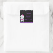 Cute Girl Mummy Halloween Party 'I Survived' Vierkante Sticker (Tas)
