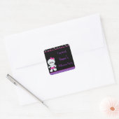 Cute Girl Mummy Halloween Party 'I Survived' Vierkante Sticker (Envelop)