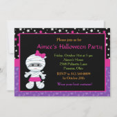 Cute Girl Mummy Halloween Party Invitation Kaart (Voorkant)