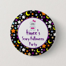 Cute Girl Mummy Halloween Party Ronde Button 5,7 Cm