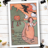 Cute Girl op Scary Halloween Night Tissuepapier